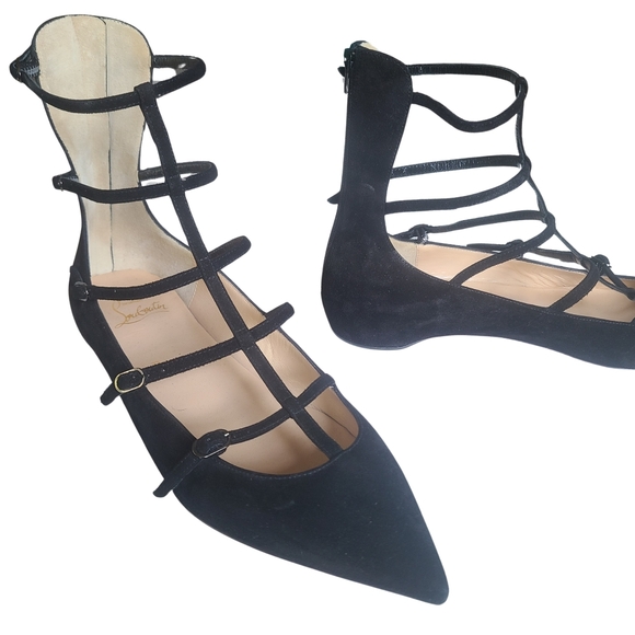 CHRISTIAN LOUBOUTIN 🏷️NEW "Muse" Black Gladiator Zip Ankle Pointed Suede 38 - Picture 11 of 11